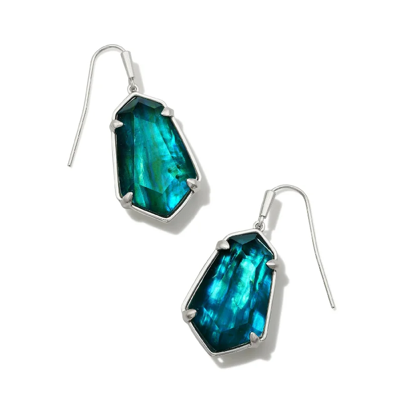 Kendra Scott | Alexandria Drop Earrings Silver Teal Green Illusion