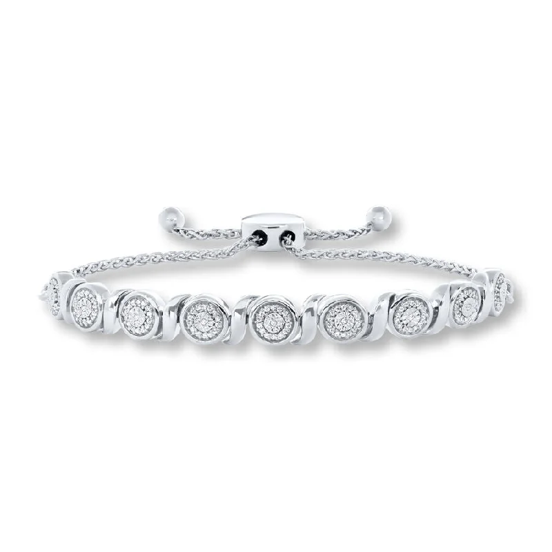 Pre-Owned Kay 1/4ct tw Round-cut Diamond Bolo Bracelet in Sterling Silver