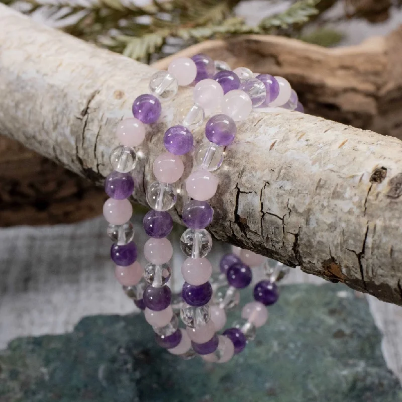 Rose Quartz, Amethyst and Quartz Bracelet