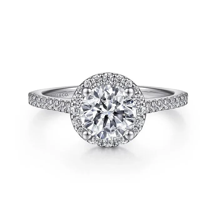 Carly - 14K White Gold Round Halo Diamond Engagement Ring