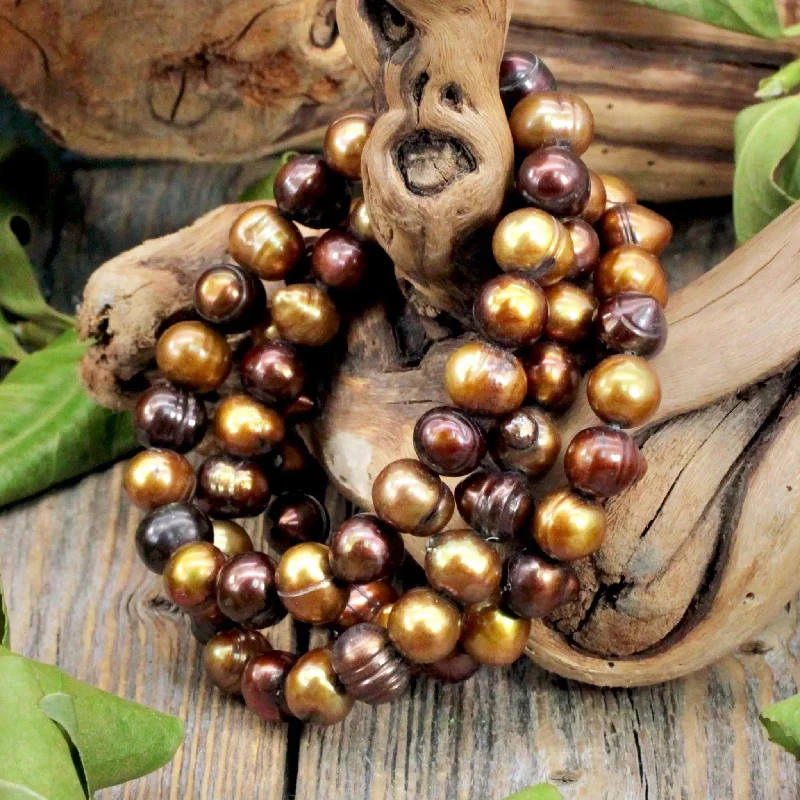 Brown Tri-Color Pearl Bracelet