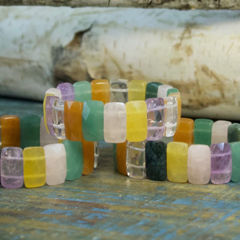 Mixed Gemstone Bracelet - Rectangle Beads