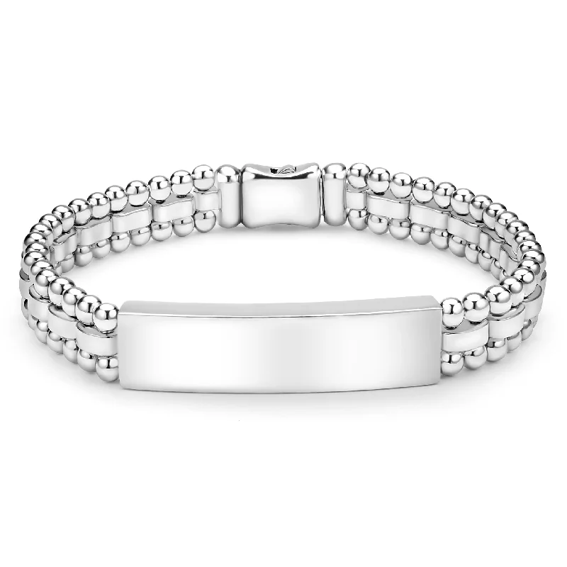 Signature Caviar Silver Engravable ID Link Bracelet