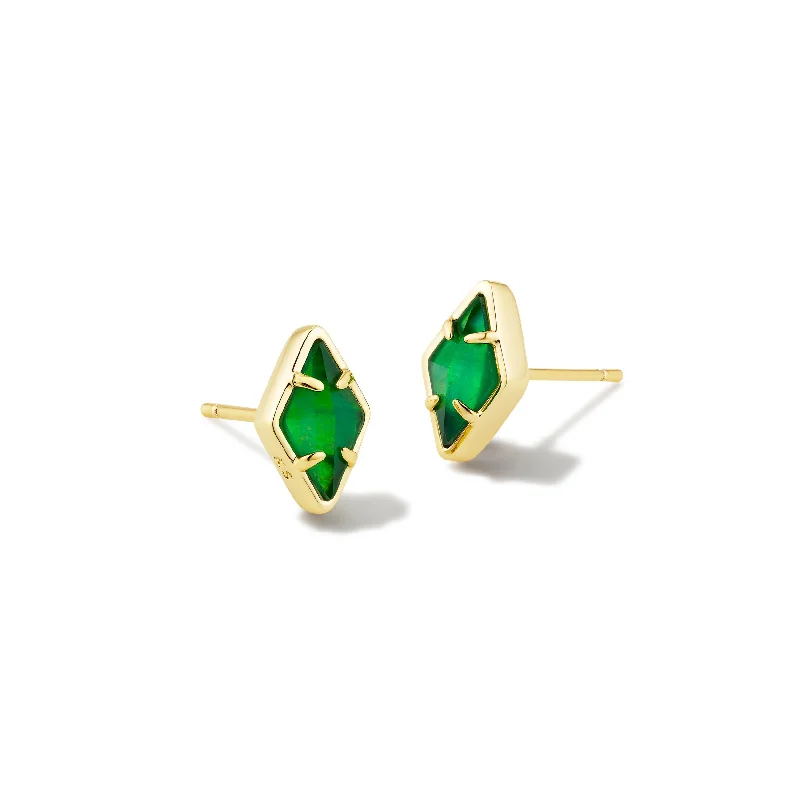 Kendra Scott | Kinsley Gold Stud Earrings in Kelly Green Illusion