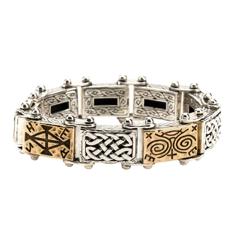 Silver and Bronze Viking Runes Bracelet