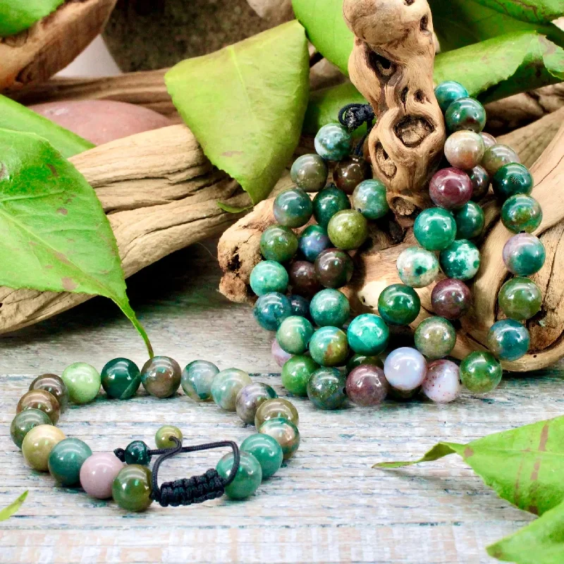 Fancy Jasper Adjustable Beaded Bracelet