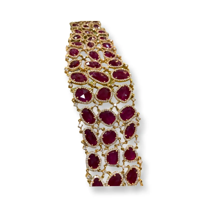 River Rock Ruby and Diamond 18K Yellow Gold Bracelet