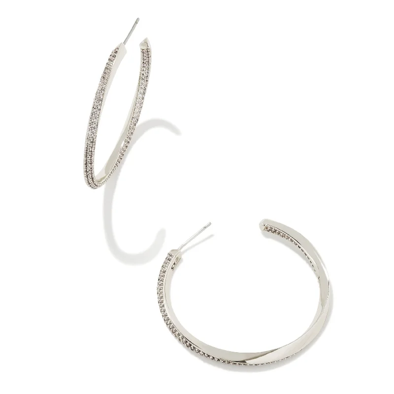 Kendra Scott | Ella Silver Hoop Earrings in White Crystal