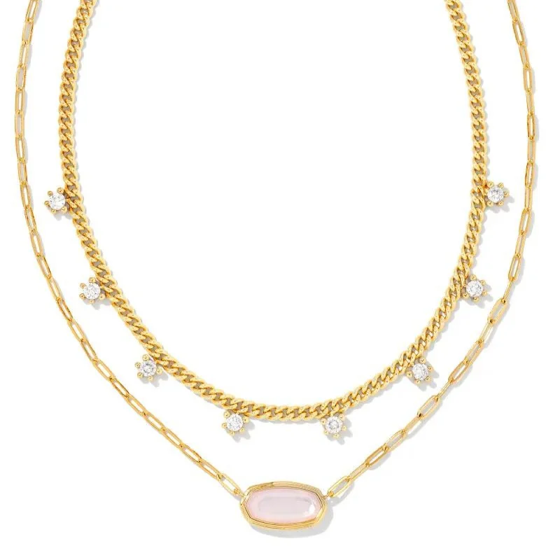 Kendra Scott | Framed Elisa Gold Multi Strand Necklace in Pink Opalite Illusion