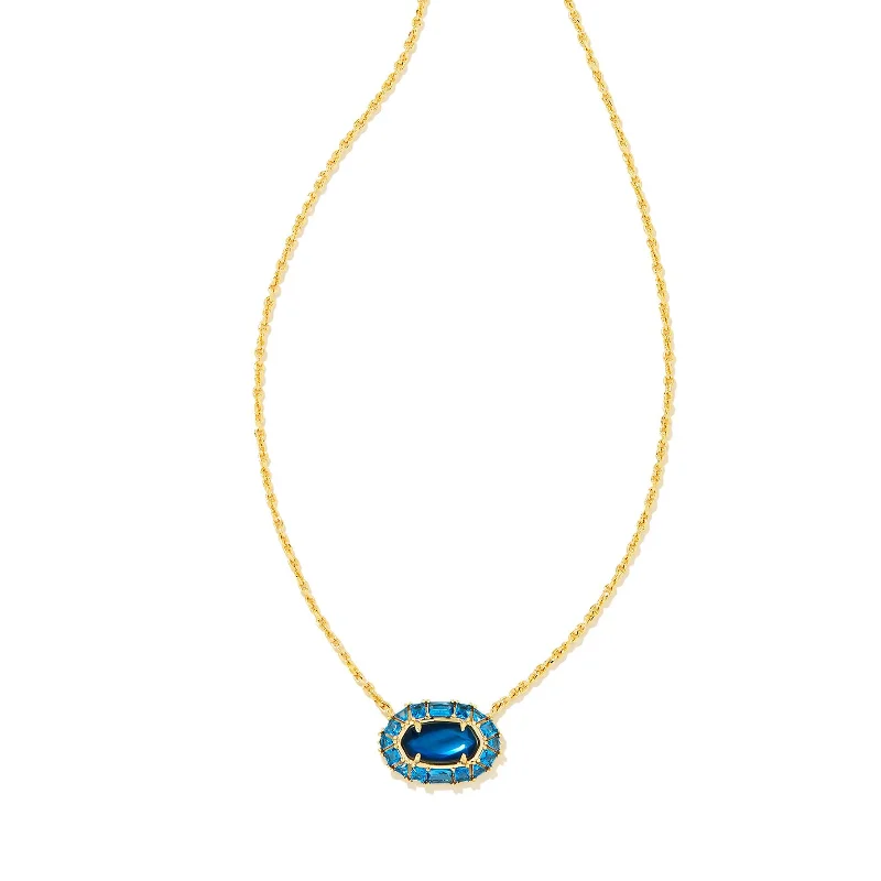 Kendra Scott | Elisa Gold Crystal Frame Short Pendant Necklace in Sea Blue Illusion