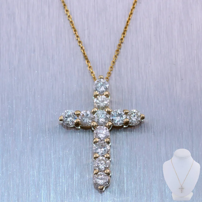 Modern 14k Yellow Gold 2.65ctw Diamond Cross 20" Necklace