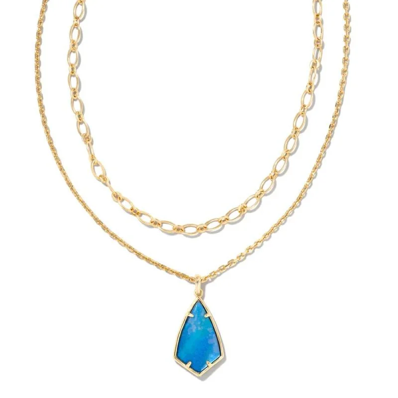 Kendra Scott | Camry Gold Multi Strand Necklace in Dark Blue Mother-of-Pearl