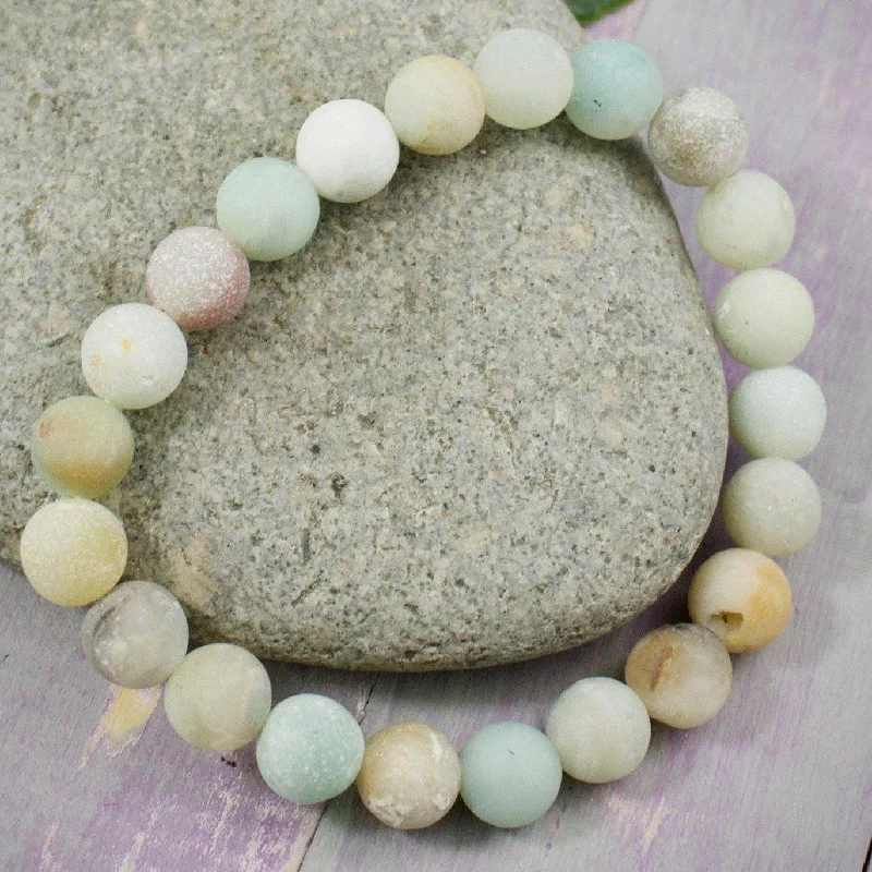 Mixed-Color Amazonite Bracelet, 8mm Matte Beads