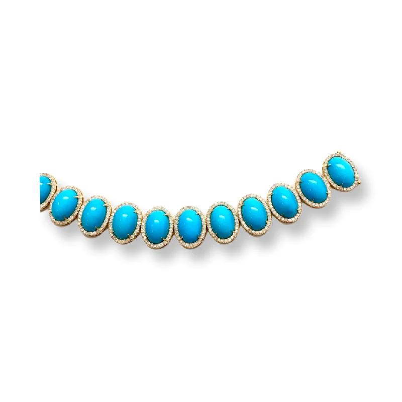 Dome Turquoise & White Diamond 18K Bracelet