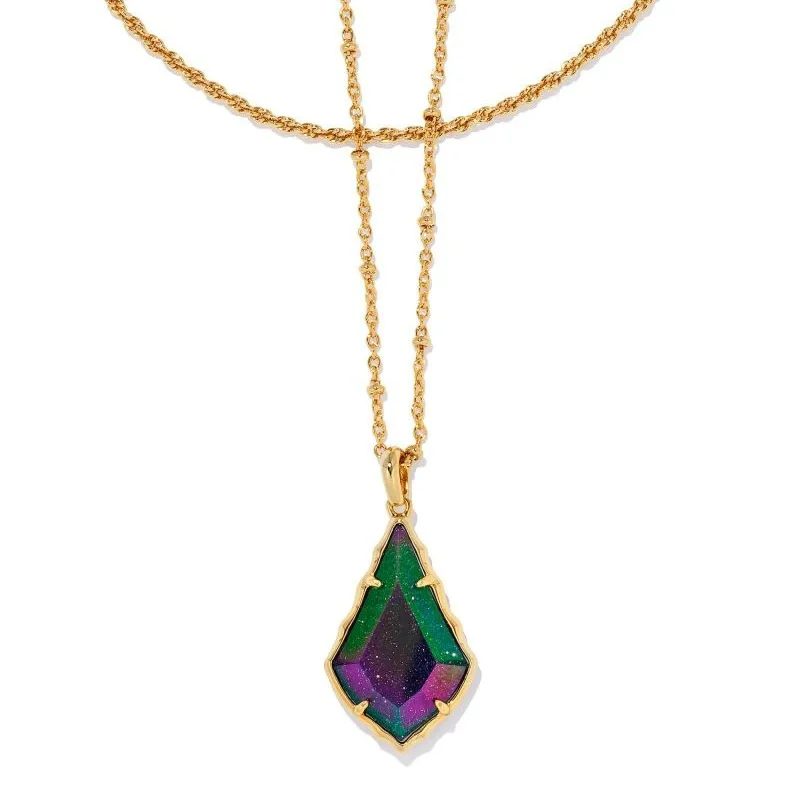 Kendra Scott | Faceted Alex Gold Convertible Necklace in Iridescent Blue Goldstone