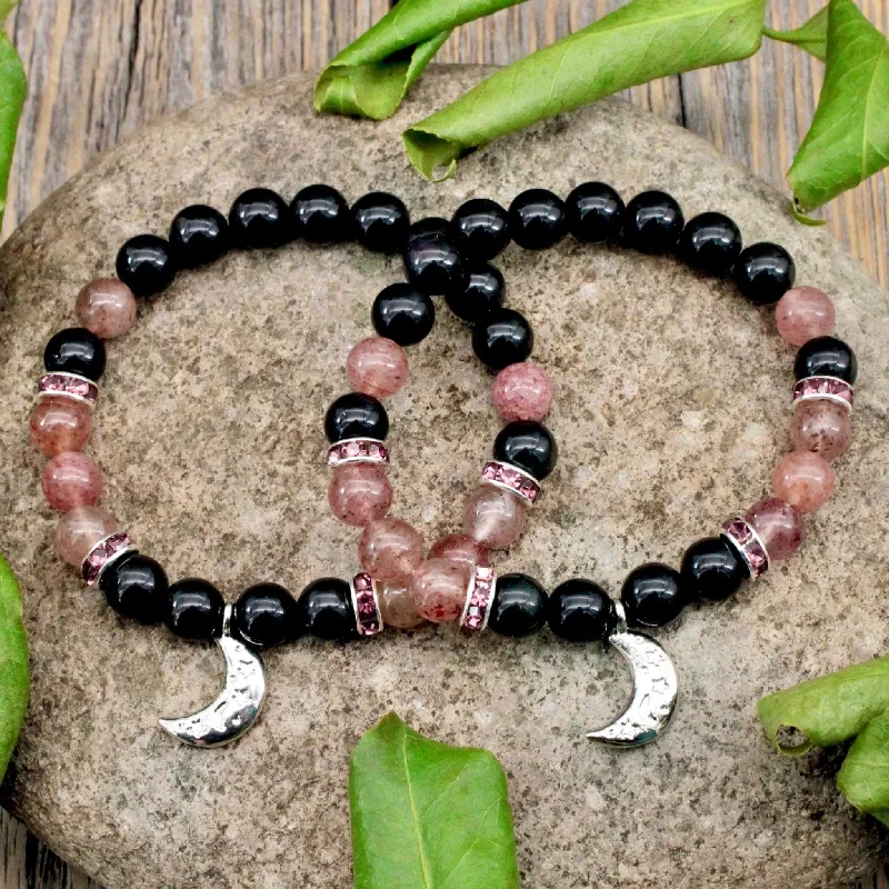 Rainbow Obsidian & Strawberry Quartz Bracelet