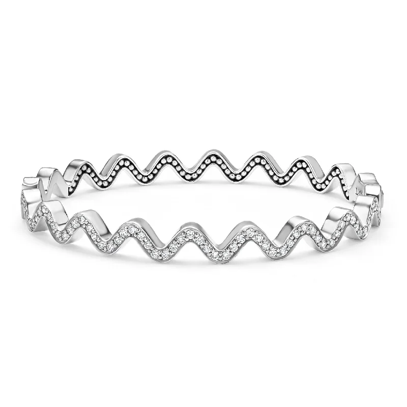 Caviar Spark Wave Diamond Bangle Bracelet