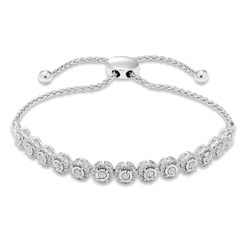 Pre-Owned Kay 1/5 ct tw Round-cut Diamond Bolo Bracelet in Sterling Silver