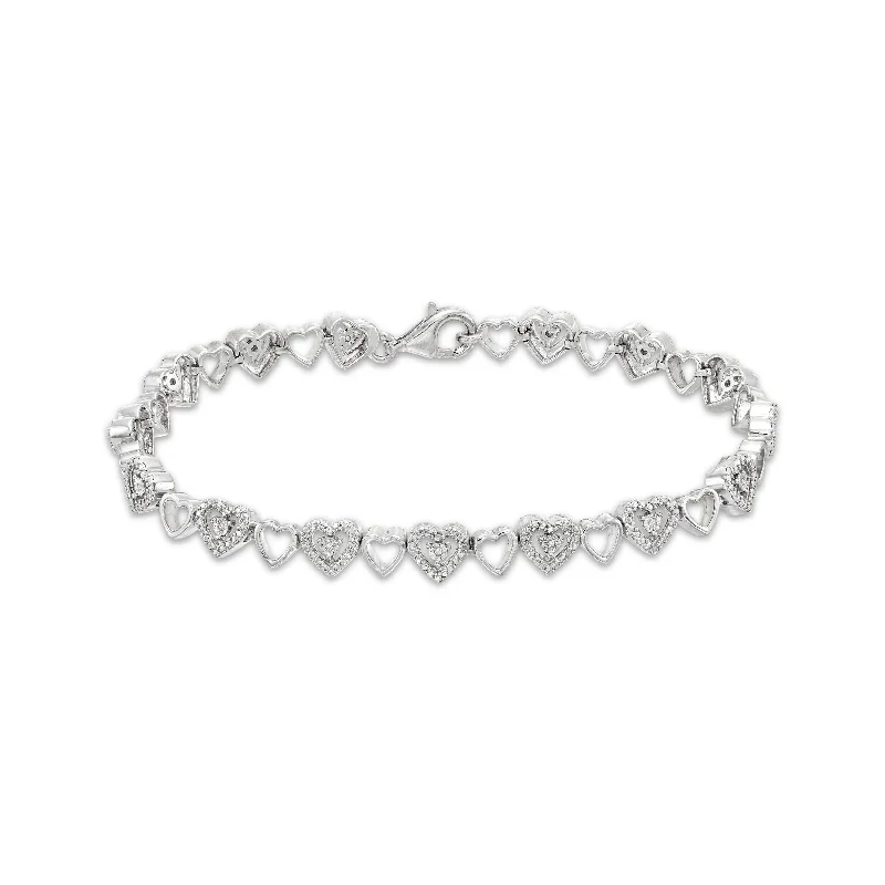 Pre-Owned Kay 1/20 ct Round-cut Diamond Heart Bracelet in Sterling Silver