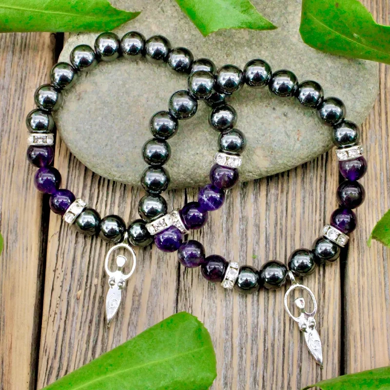 Amethyst Hematite Goddess Bracelet