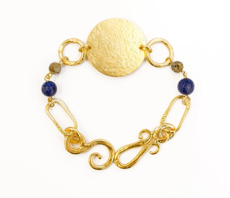 Love Bracelet In Labradorite Sphere and Blue Lapis Round