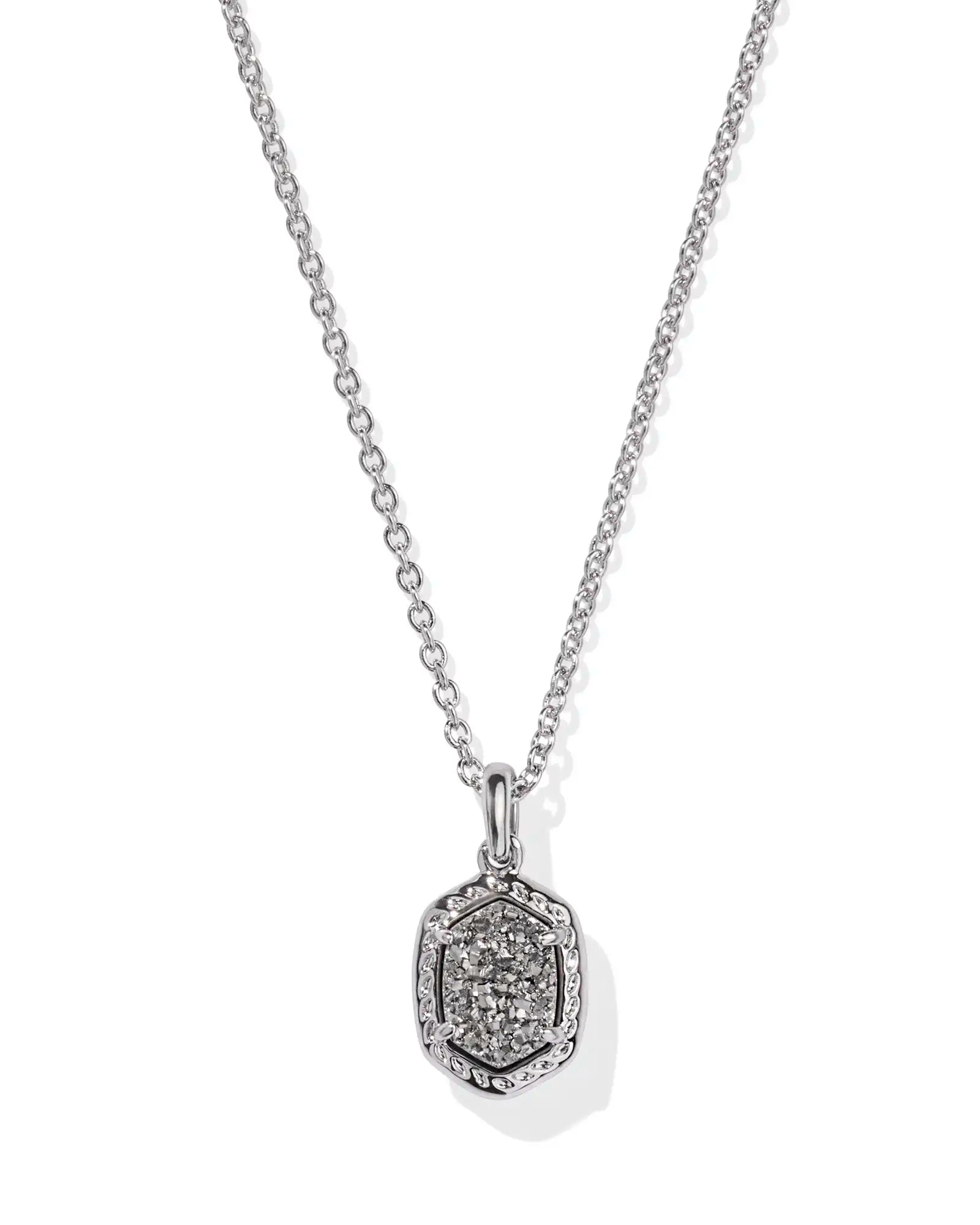 Kendra Scott | Daphne Pave Frame Silver Pendant Necklace in Platinum Drusy