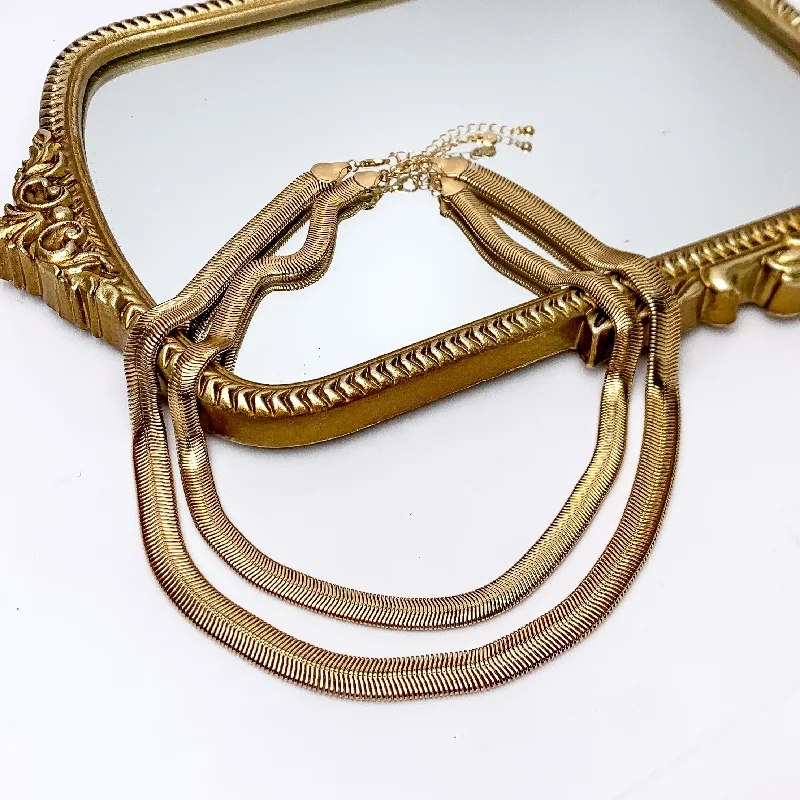 Daily Basis Gold Tone Double Chain Necklace