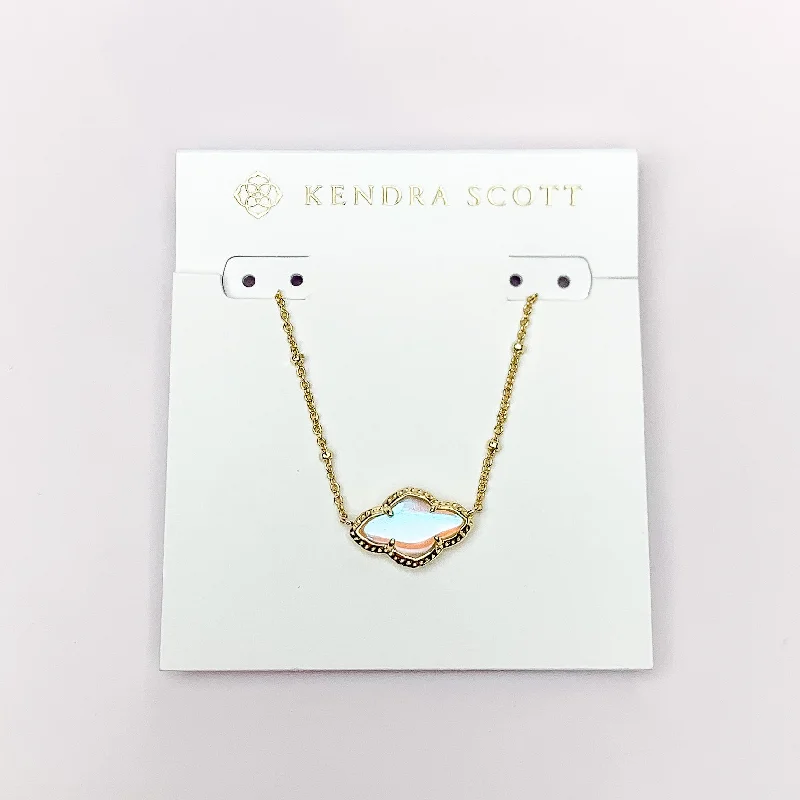 Kendra Scott | Abbie Gold Pendant Necklace in Dichroic Glass