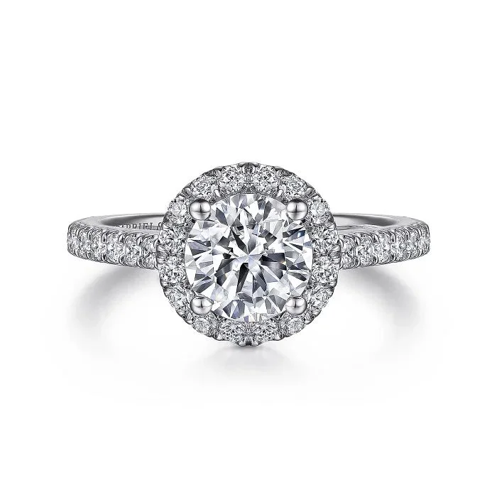 Angela - 14K White Gold Round Halo Diamond Engagement Ring