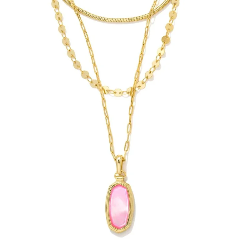 Kendra Scott | Framed Dani Convertible Gold Triple Strand Necklace in Peony Mother of Pearl