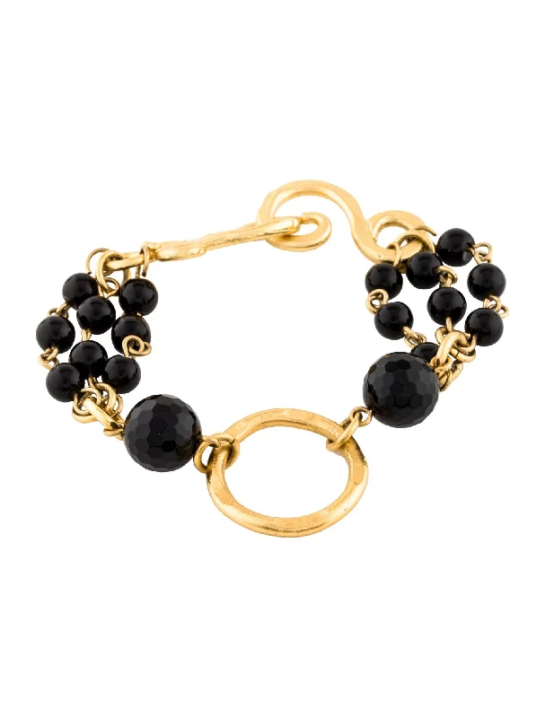 Bracelet - Dazzler Triple - Coronation Large - Faceted Black Onyx, Cabochon Black Onyx