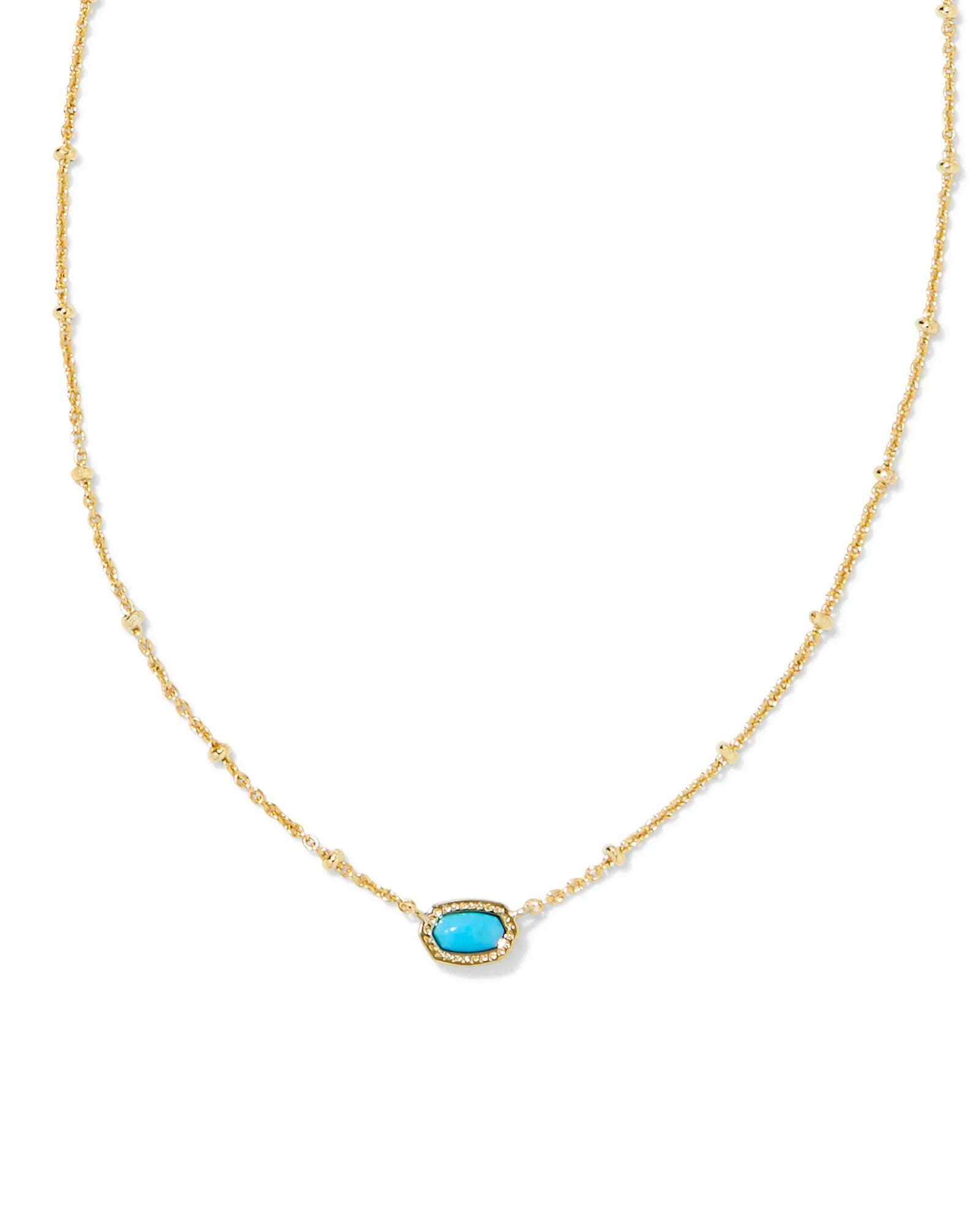 Kendra Scott |  Mini Elisa Gold Satellite Short Pendant Necklace in Turquoise Magnesite