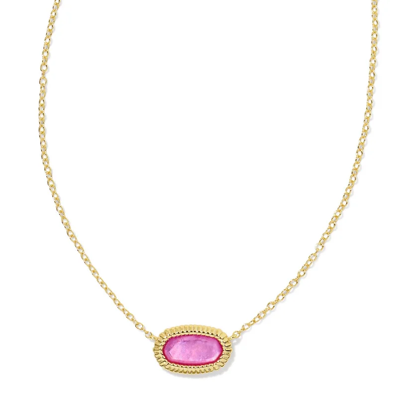 Kendra Scott | Elisa Gold Ridge Frame Short Pendant Necklace in Azalea Illusion