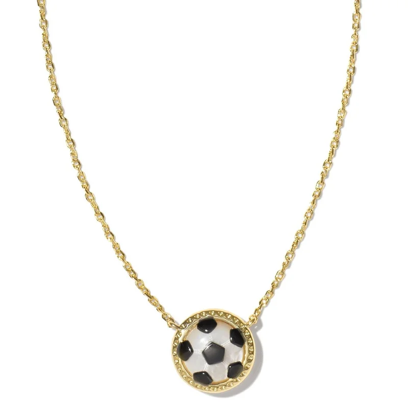 Kendra Scott | Soccer Gold Short Pendant Necklace in Ivory Mother-of-Pearl