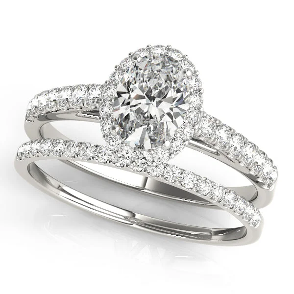 14k Halo Engagement Ring Set