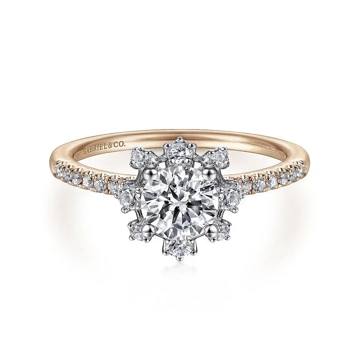 Niccola - 14K White-Rose Gold Round Halo Diamond Engagement Ring