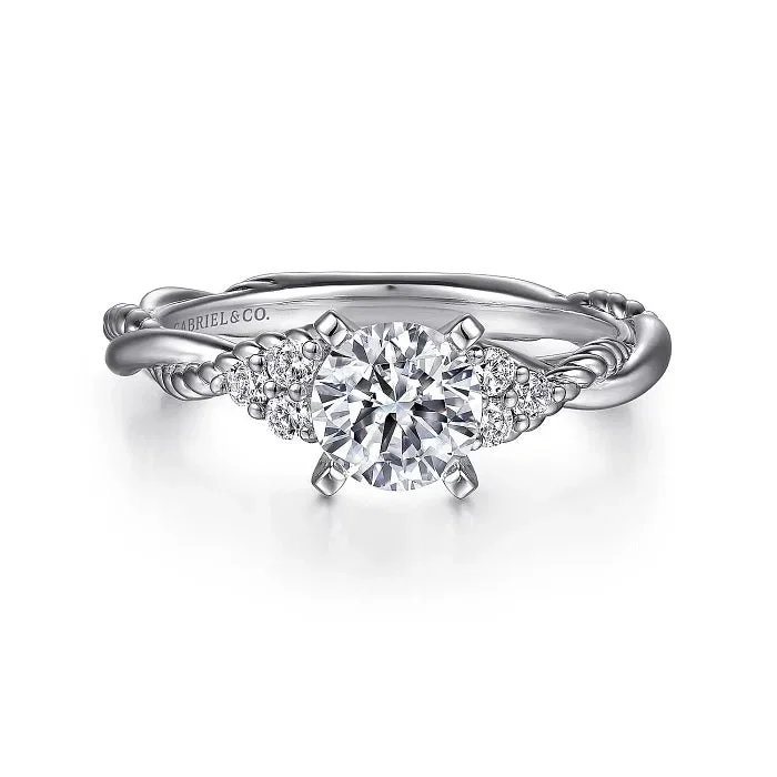 Catalina - 14K White Gold Round Twisted Diamond Engagement Ring