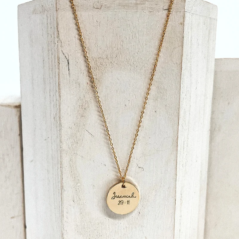 Gold Tone Necklace with Jeremiah 29:11 Pendant