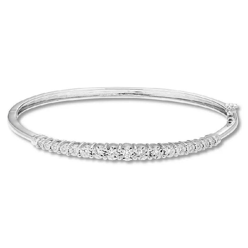 Pre-Owned Kay 1/4ct Diamond Bangle Bracelet in Sterling Silver