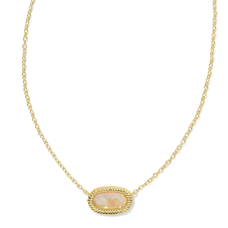 Kendra Scott | Elisa Gold Ridge Frame Short Pendant Necklace in Golden Abalone