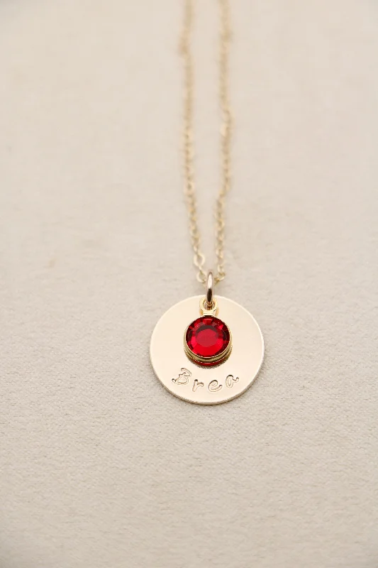 single drop necklace with large birthstone {silver + gold}