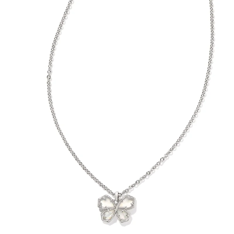 Kendra Scott | Mae Silver Butterfly Short Pendant Necklace in Ivory Mother-Of-Pearl