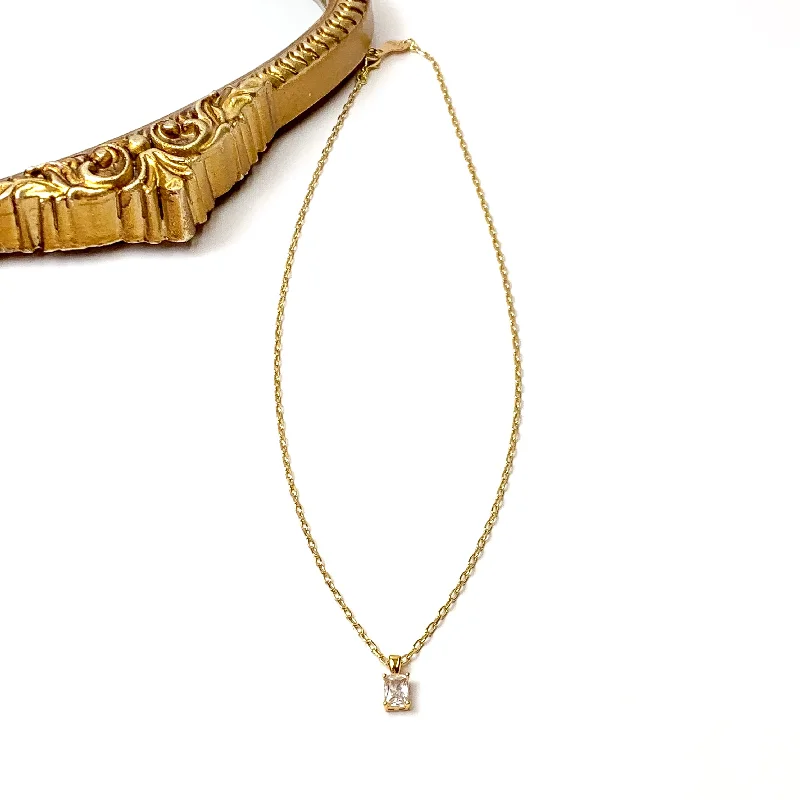 Bracha | Unforgettable Gold Tone Necklace with CZ Crystal Charm