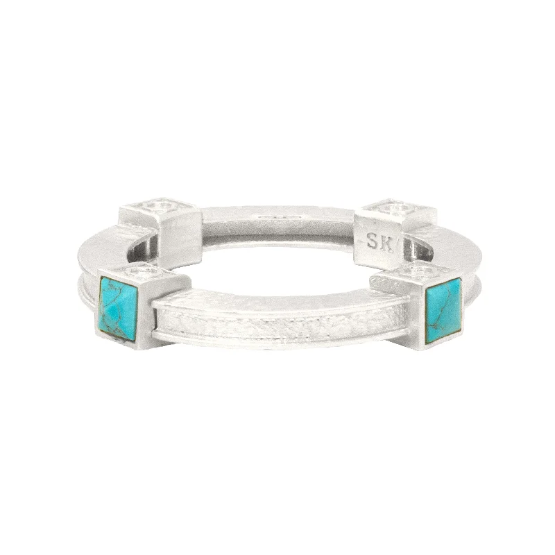 Titus Silver Bangle In Turquoise