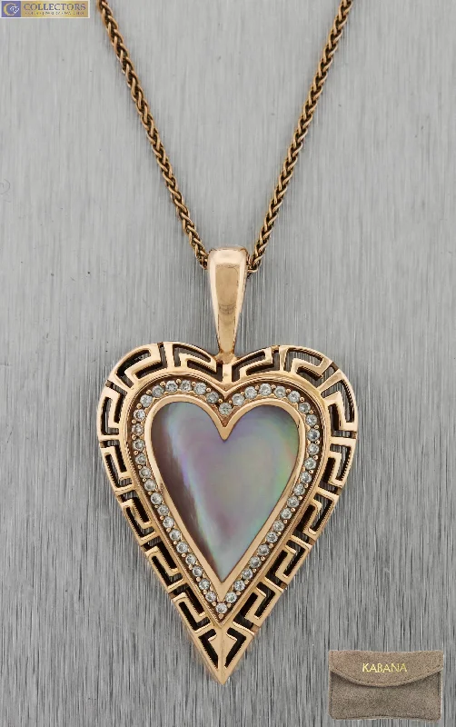 Ladies Kabana 14K Rose Gold Pink Mother of Pearl Heart 0.44ctw Diamond Necklace