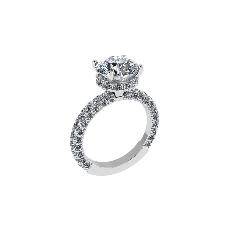 Round Diamond Semi-Mount Engagement Ring with Hidden Halo