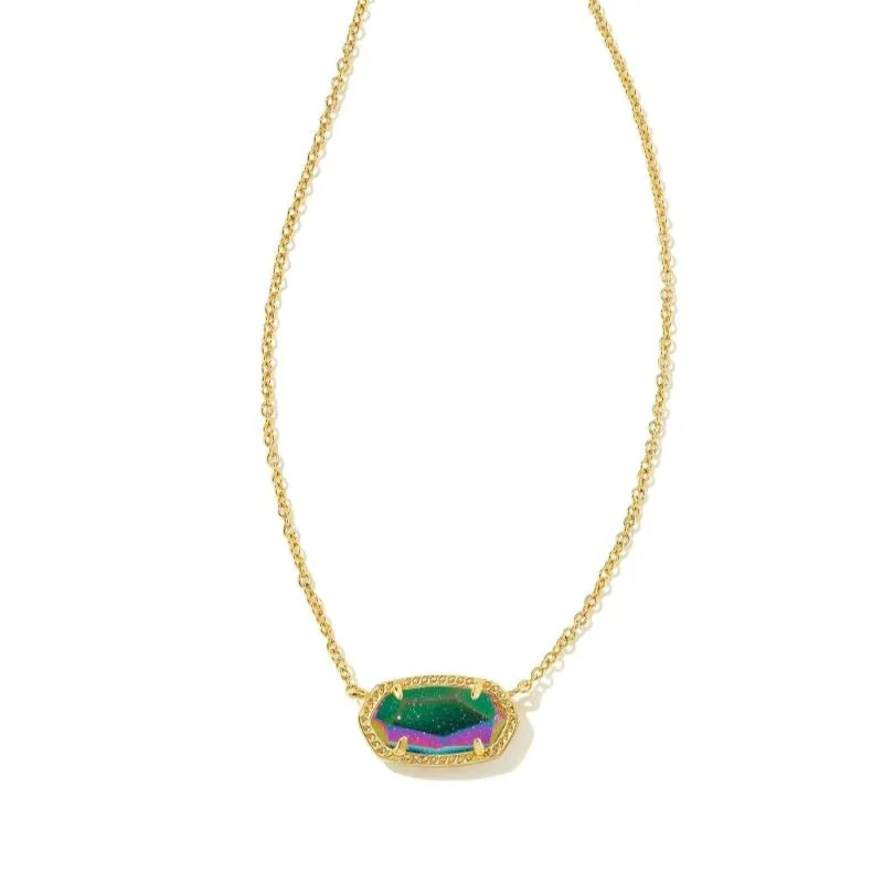 Kendra Scott | Elisa Gold Pendant Necklace in Iridescent Blue Goldstone