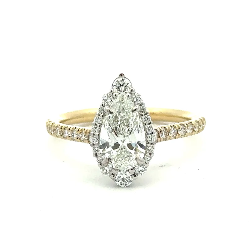 14 Karat Diamond Engagement Ring with Pear Center