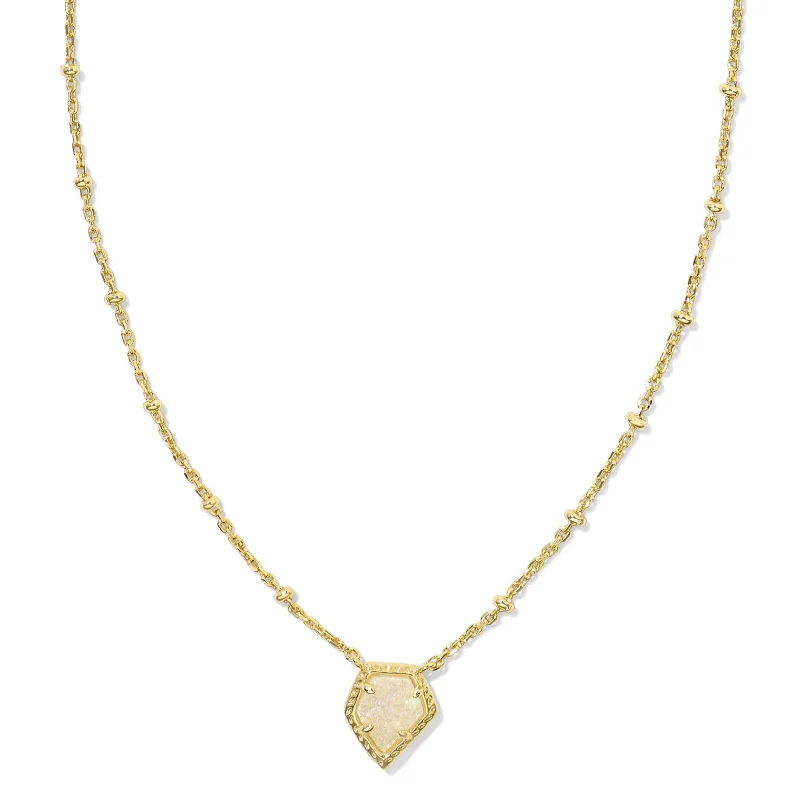 Kendra Scott | Framed Tess Gold Satellite Short Pendant Necklace in Iridescent Drusy