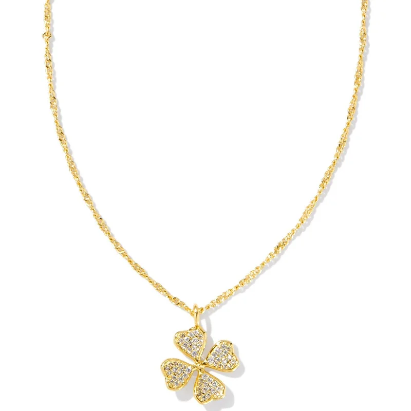 Kendra Scott | Clover Crystal Short Pendant Necklace in Gold